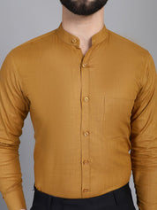Mustard Solid Cotton Formal Shirt for Men - SF_927Mustard_S