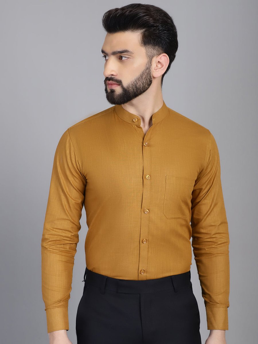 Mustard Solid Cotton Formal Shirt for Men - SF_927Mustard_S