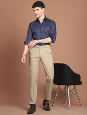 Navy Blue Printed Regular Fit Formal Shirt for Men - SF_9027Navy_S