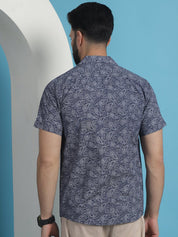 Navy Printed Half Sleeve Shirt for Men - SF_935Navy_S