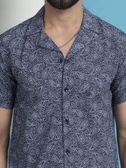 Navy Printed Half Sleeve Shirt for Men - SF_935Navy_S