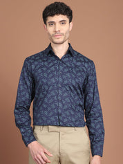Navy Printed Party Shirt for Men - SF_9029Navy_S