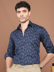 Navy Printed Party Shirt for Men - SF_9029Navy_S