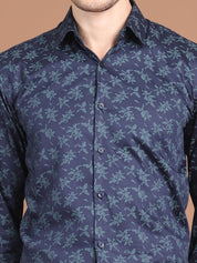 Navy Printed Party Shirt for Men - SF_9029Navy_S
