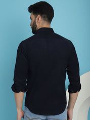Navy Self Design Cotton Formal Shirt for Men - SF_925Navy_S