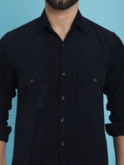 Navy Self Design Cotton Formal Shirt for Men - SF_925Navy_S