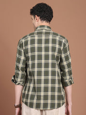 Olive Checked Cotton Shirt for Men - SF_9030Olive_S