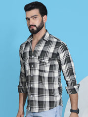 Olive Checked Cotton Shirt for Men - SF_951Olive_S