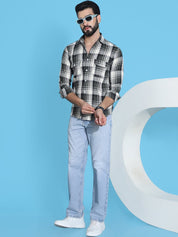 Olive Checked Cotton Shirt for Men - SF_951Olive_S