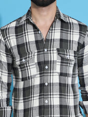 Olive Checked Cotton Shirt for Men - SF_951Olive_S