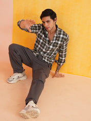 Olive Checked Cotton Shirt for Men - SF_9017Olive_S