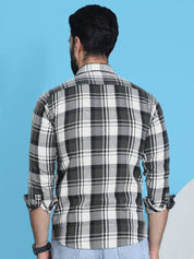 Olive Checked Cotton Shirt for Men - SF_951Olive_S