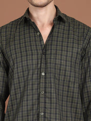 Olive Green Checked Casual Shirt for Men - SF_9034Olive_S