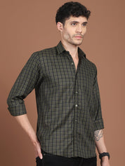 Olive Green Checked Casual Shirt for Men - SF_9034Olive_S