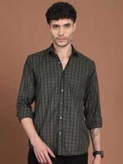 Olive Green Checked Casual Shirt for Men - SF_9034Olive_S