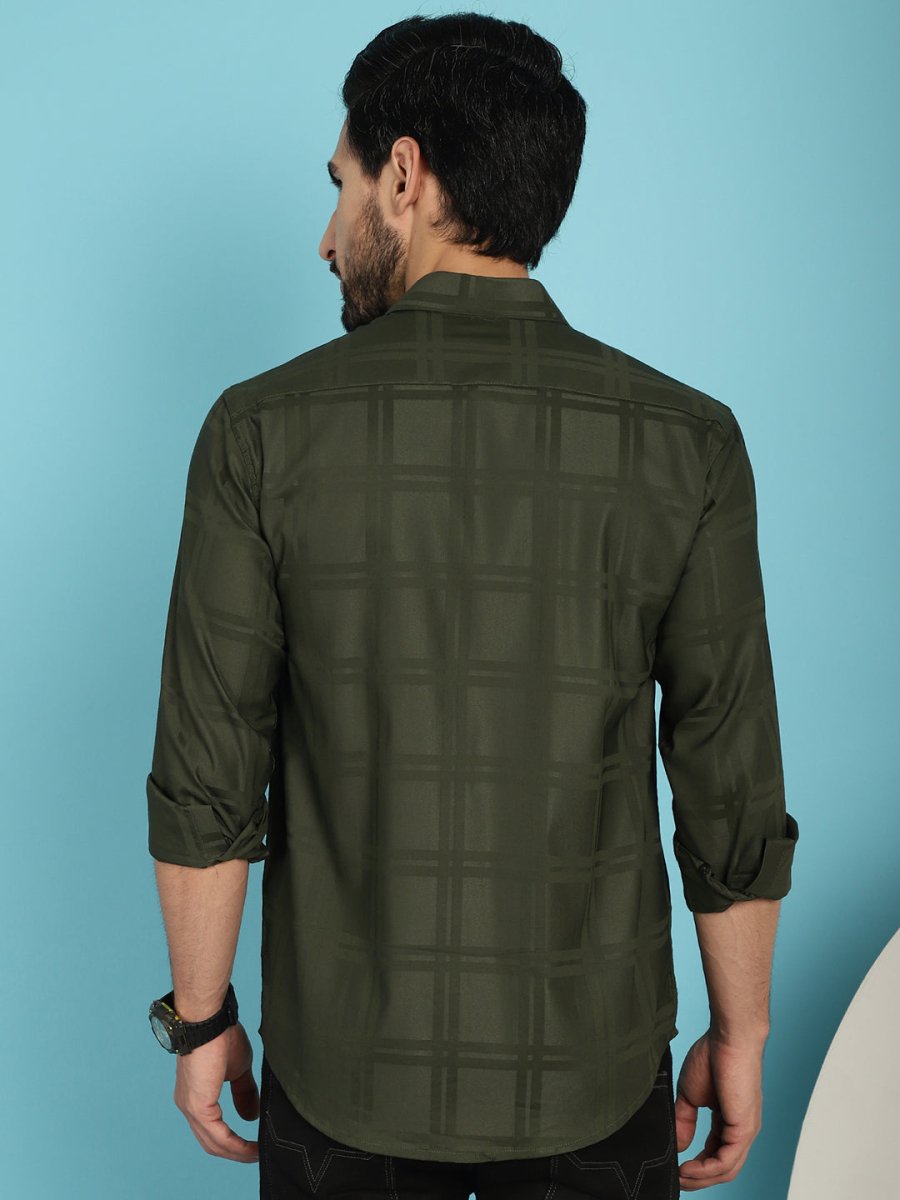 Olive Green Checked Casual Shirt - SF_908Olive_S