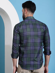 Olive Green Checked Cotton Casual Shirt for Men - SF_942Olive_S