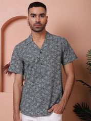 Olive Printed Half Sleeve Shirt for Men - SF_935Olive_S