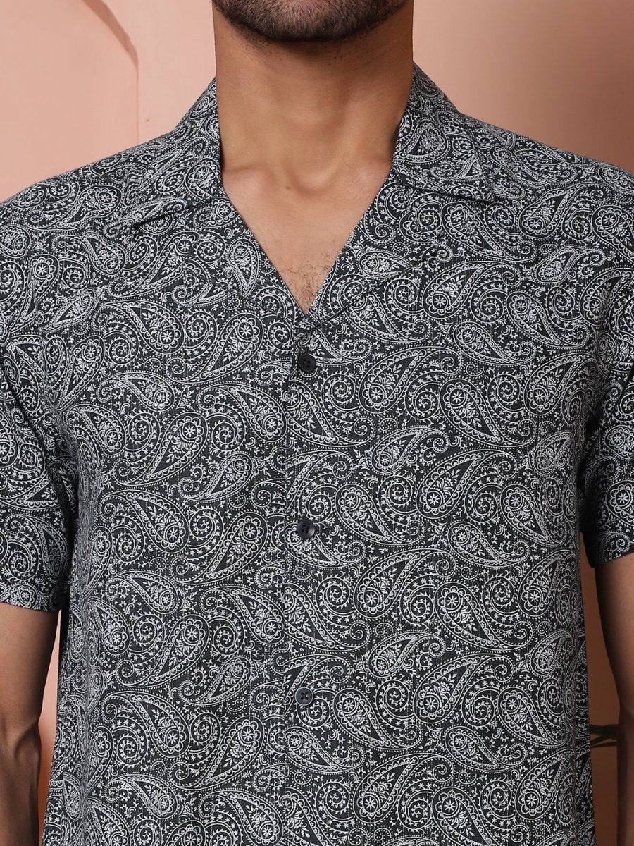 Olive Printed Half Sleeve Shirt for Men - SF_935Olive_S