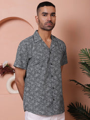 Olive Printed Half Sleeve Shirt for Men - SF_935Olive_S