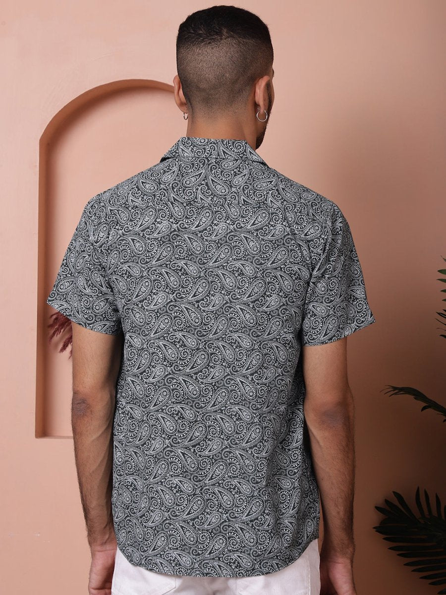 Olive Printed Half Sleeve Shirt for Men - SF_935Olive_S
