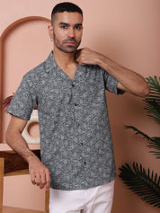 Olive Printed Half Sleeve Shirt for Men - SF_935Olive_S