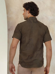 Olive Self Design Party Shirt for Men - SF_944Olive_S