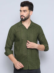 Olive Self Design Party Shirt for Men - SF_992Olive_S