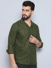 Olive Self Design Party Shirt for Men - SF_992Olive_S
