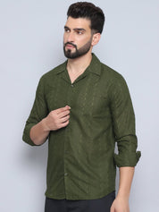 Olive Self Design Party Shirt for Men - SF_992Olive_S