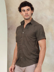 Olive Self Design Party Shirt for Men - SF_944Olive_S