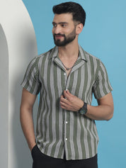 Olive Striped Party Shirt for Men - SF_931Olive_S