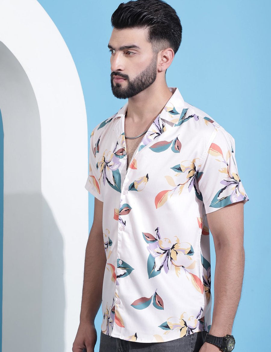 Orange Printed Party Shirt for Men - SF_940Orange_S