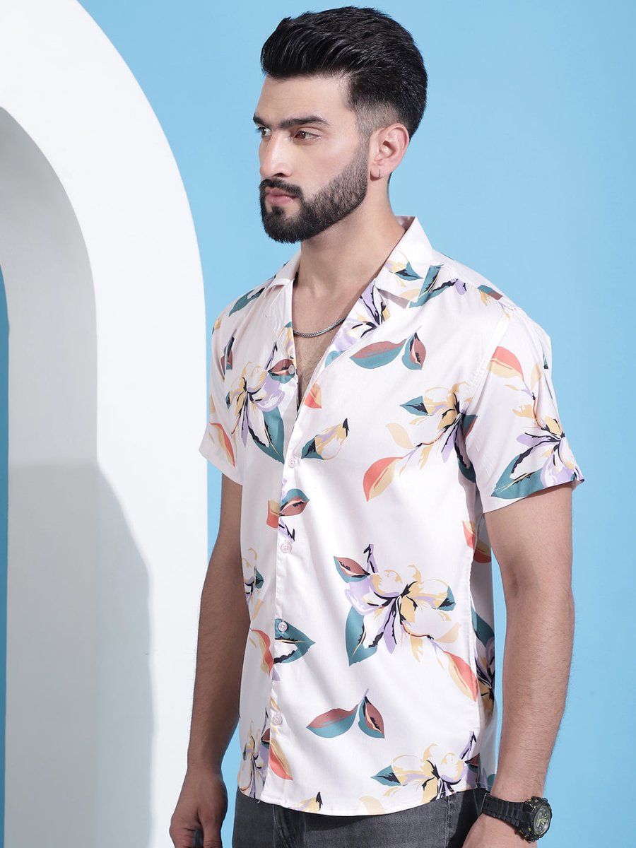Orange Printed Party Shirt for Men - SF_940Orange_S
