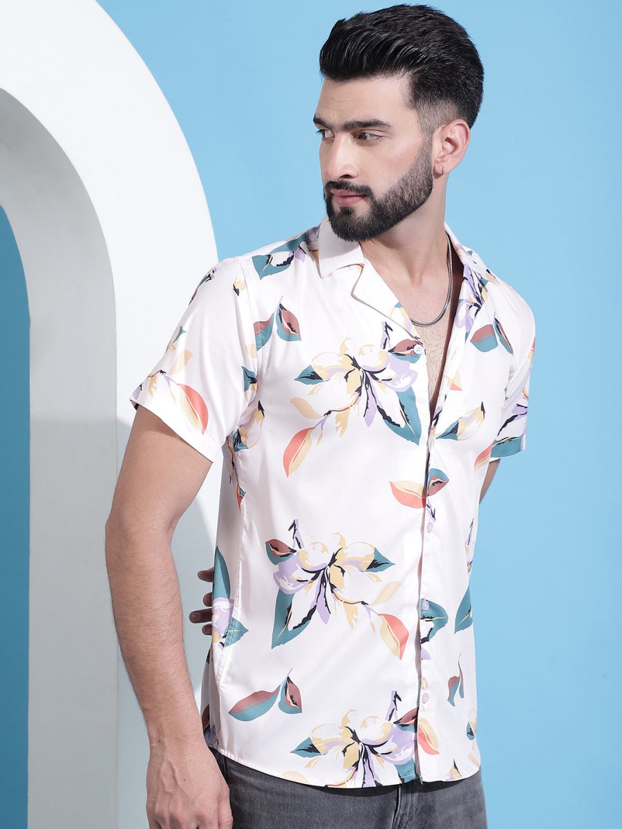 Orange Printed Party Shirt for Men - SF_940Orange_S