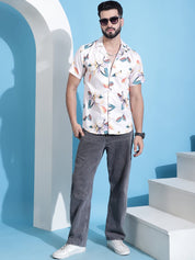 Orange Printed Party Shirt for Men - SF_940Orange_S
