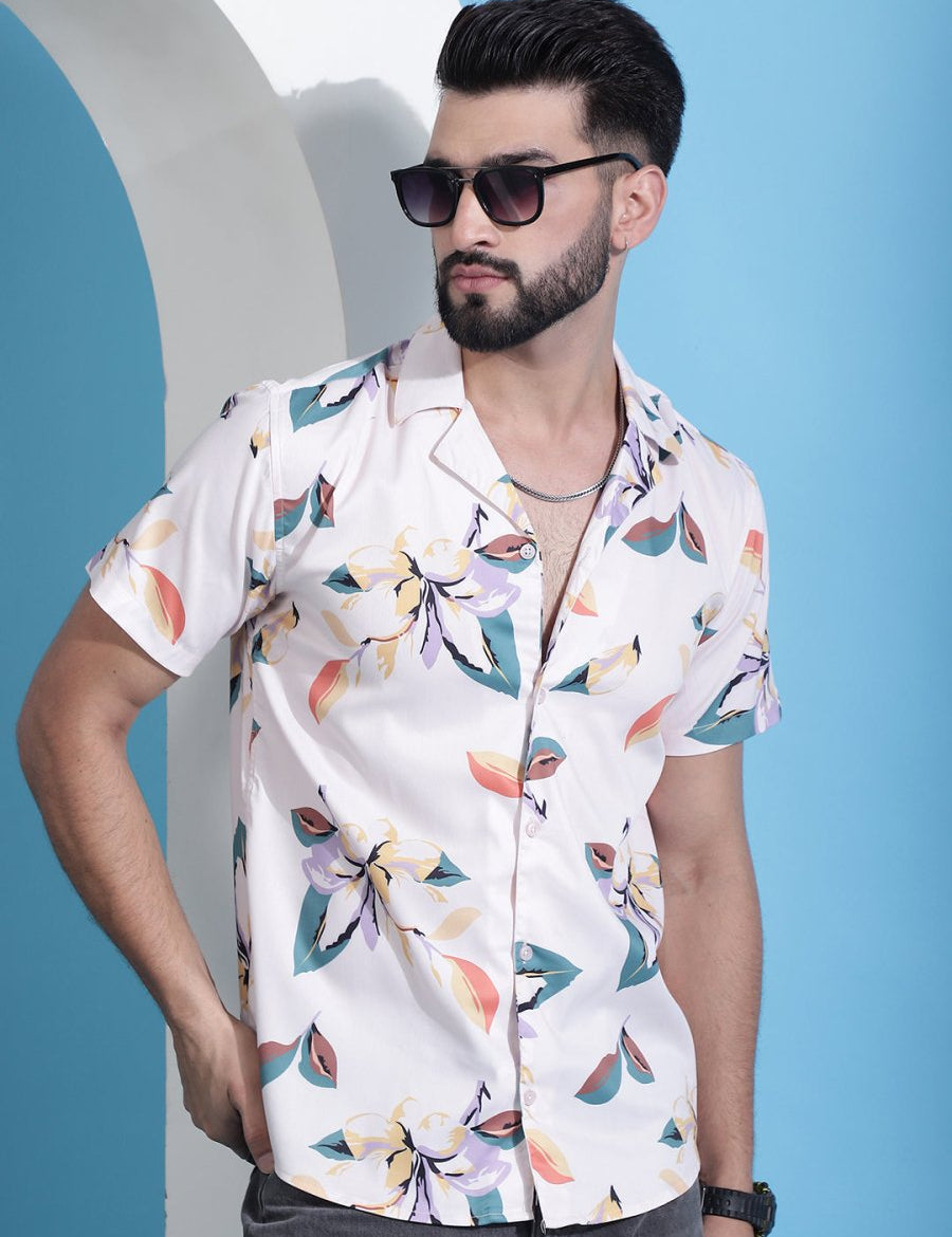 Orange Printed Party Shirt for Men - SF_940Orange_S