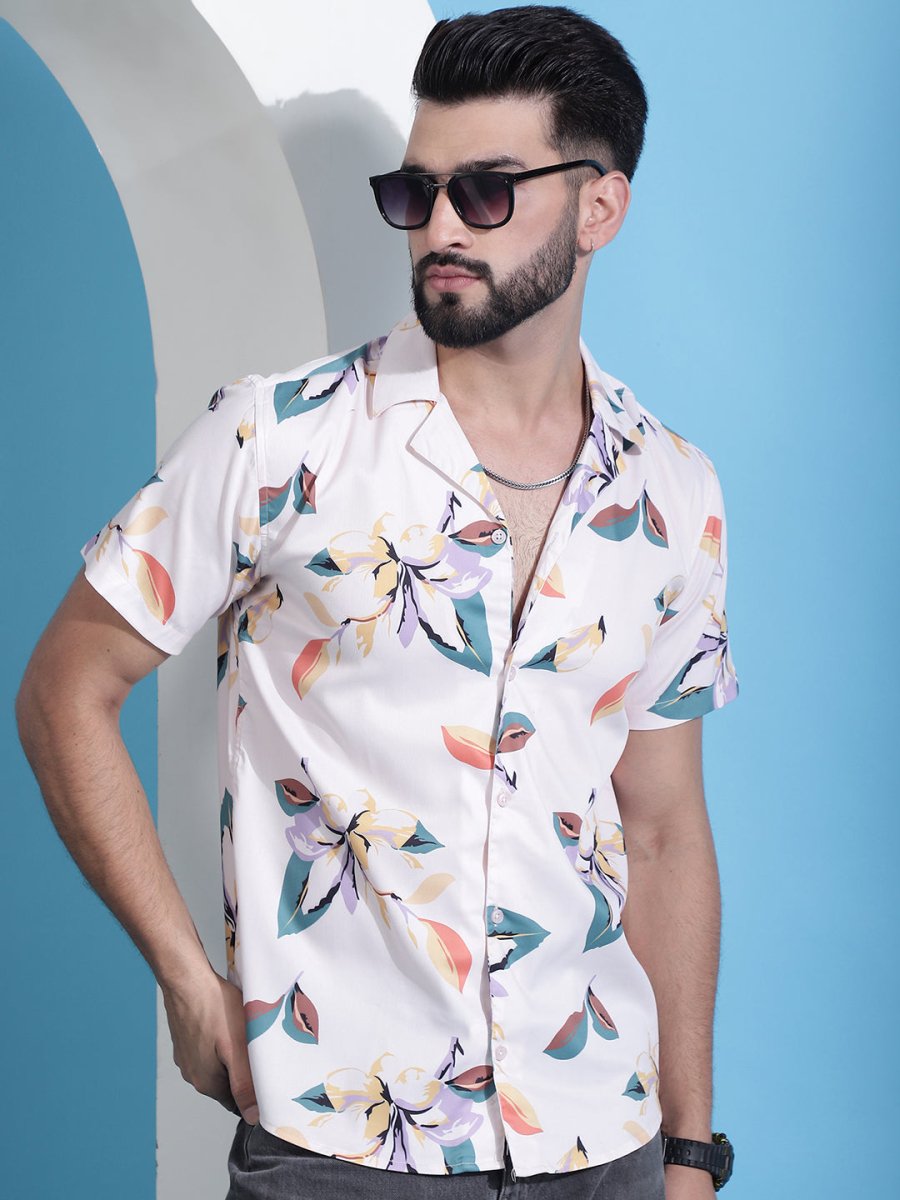 Orange Printed Party Shirt for Men - SF_940Orange_S