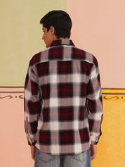 Oversized Checked Casual Shirt for Men - SF_9015Red_S