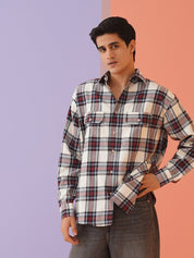 Oversized Checked Casual Shirt for Men - SF_9009Red_S