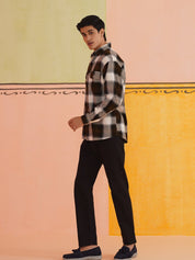 Oversized Checked Casual Shirt for Men - SF_9015Coffee_S