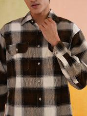 Oversized Checked Casual Shirt for Men - SF_9015Coffee_S