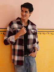 Oversized Checked Casual Shirt for Men - SF_9015Red_S