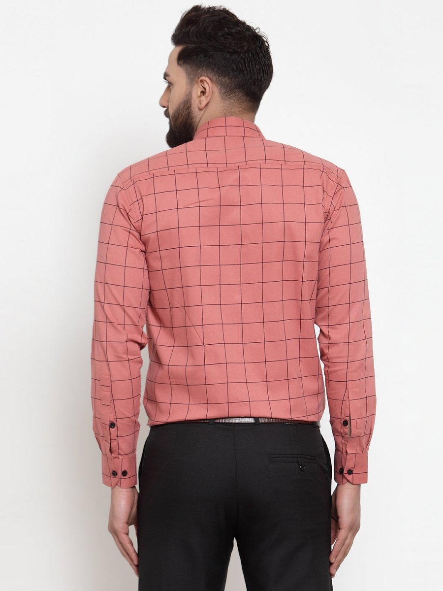 Peach Checked Cotton Shirt for Men - SF_742Peach_S