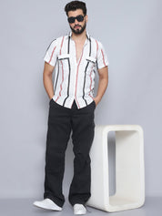 Peach Striped Party Shirt for Men - SF_995Peach_S