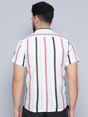 Peach Striped Party Shirt for Men - SF_995Peach_S