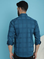 Peacock Blue Checked Casual Shirt - SF_908Peacock_S