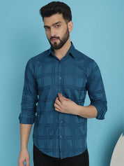 Peacock Blue Checked Casual Shirt - SF_908Peacock_S