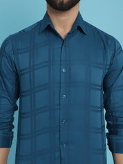Peacock Blue Checked Casual Shirt - SF_908Peacock_S