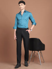 Peacock Blue Printed Regular Fit Formal Shirt for Men - SF_9027Peacock_S